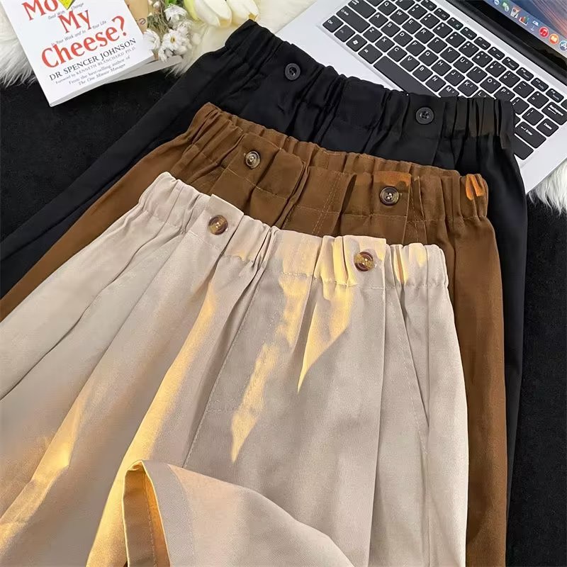Quần Short Dáng Suông Màu Cà Phê Phong Cách Retro Nhật Bản Cho Nam Giới