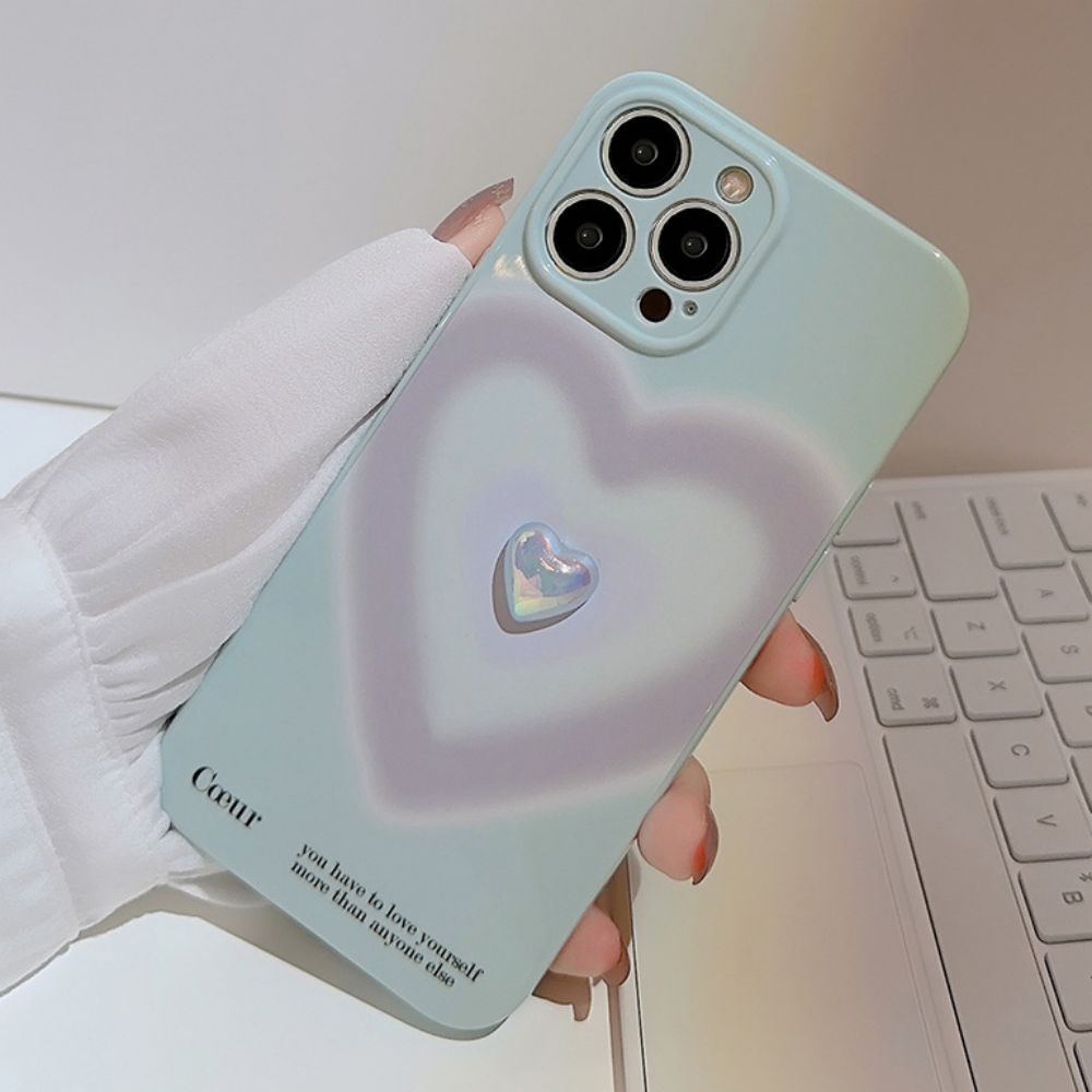 Ốp Điện Thoại TPU Mềm Chống Sốc Mạ Điện Họa Tiết Trái Tim 3D Màu Gradient Cho IPhone 11 12 13 14 Pro Max