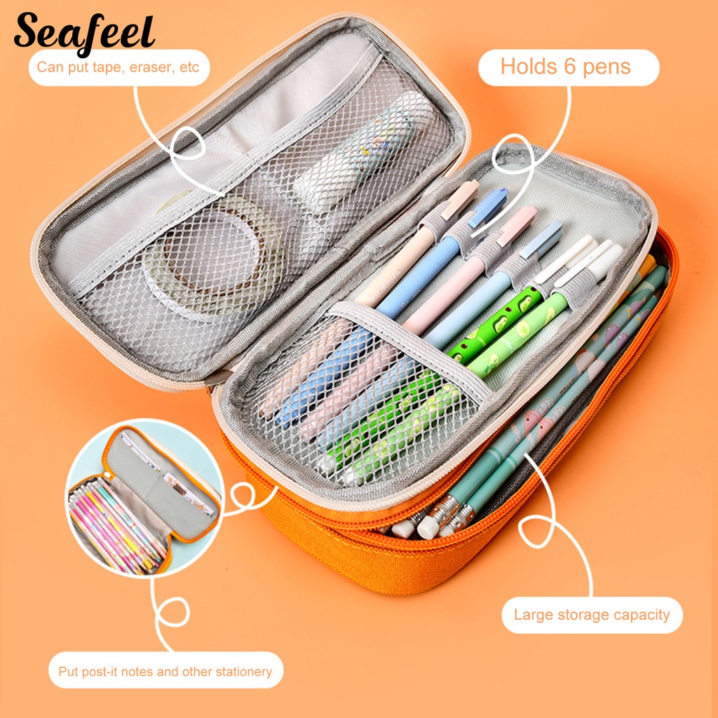 Túi Đựng Bút Bằng Vải Canvas Có Khóa Kéo Sức Chứa Lớn Màu Sắc