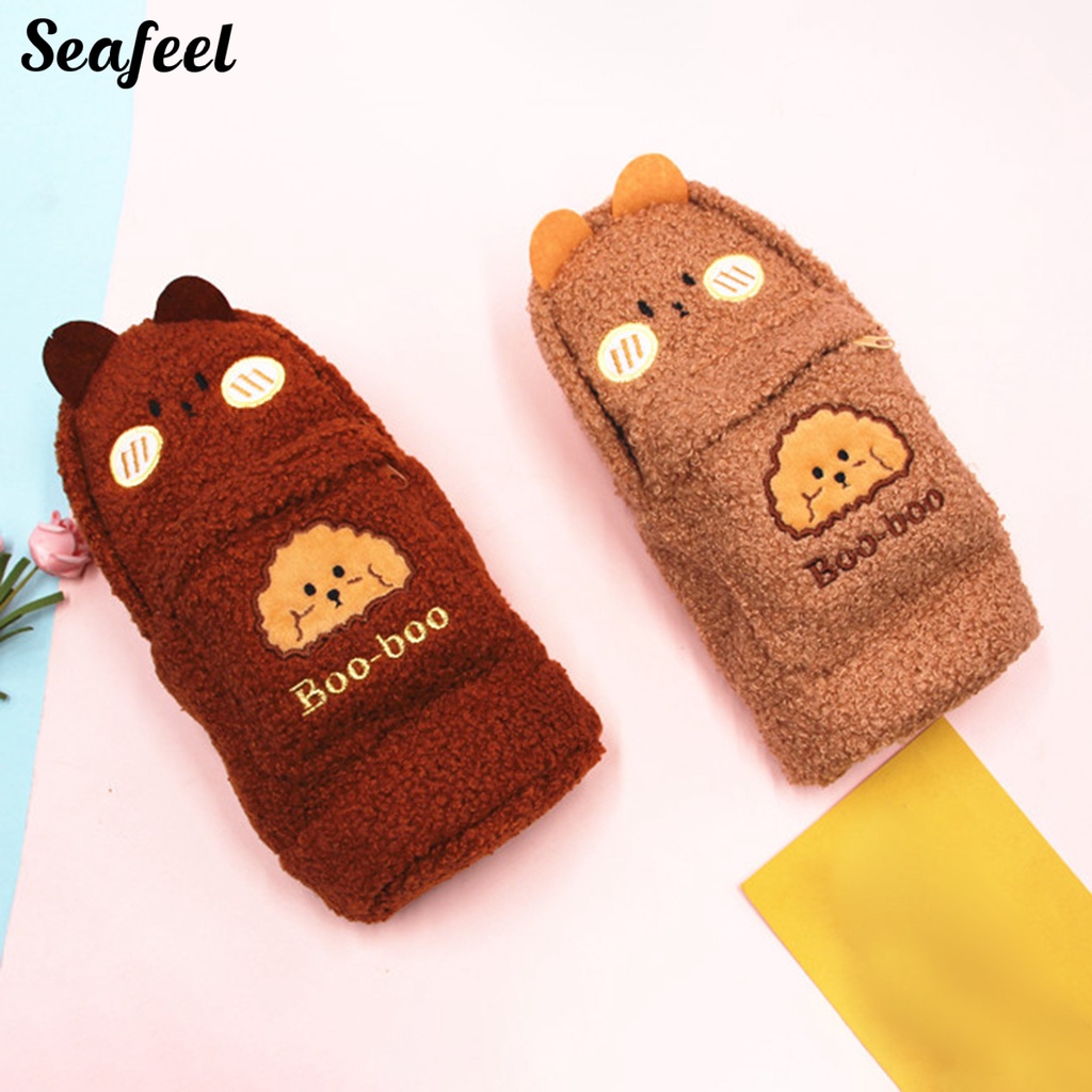 Túi Đựng Bút Lông Xù Chống Mòn Đa Năng Sức Chứa Lớn