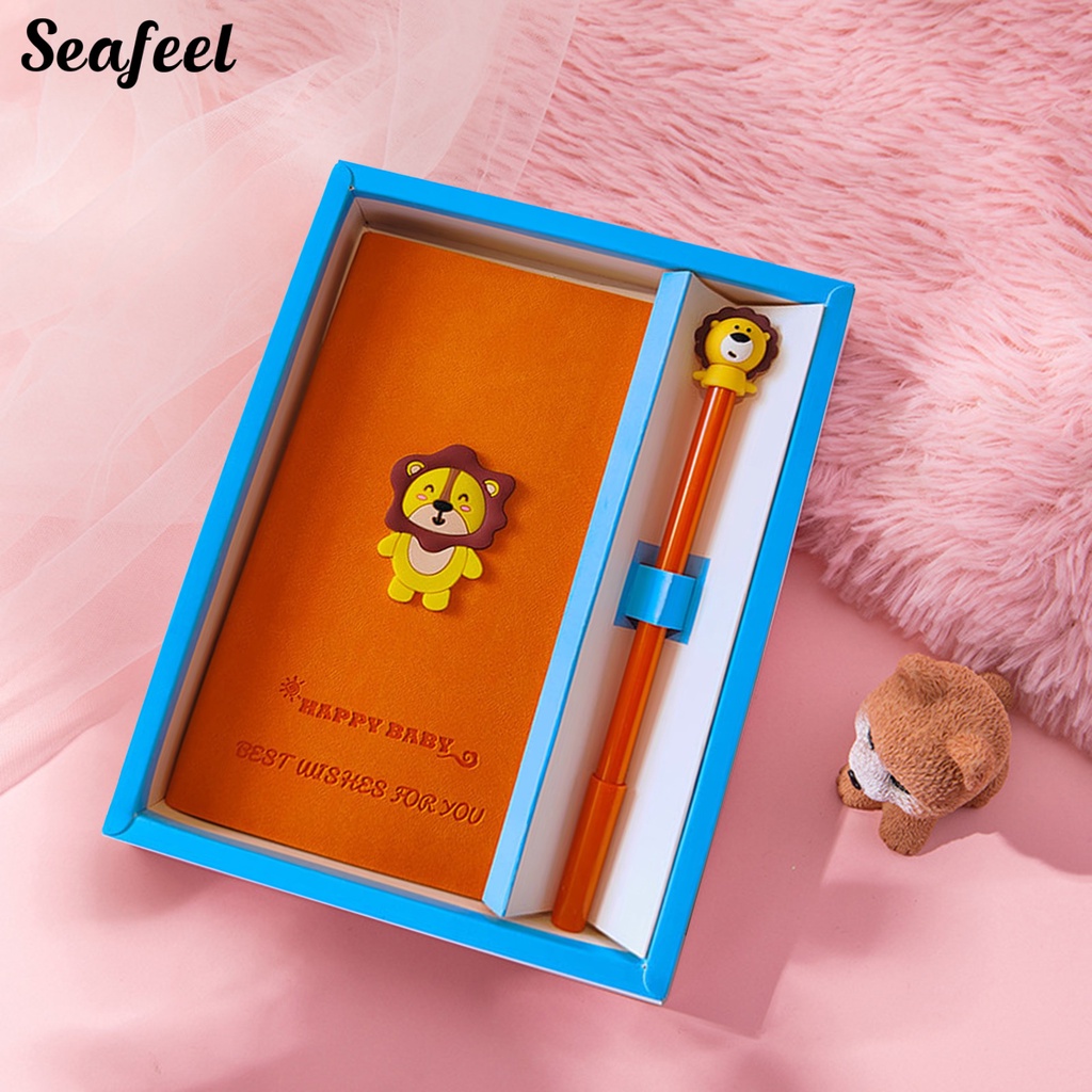 1 Bộ Sổ Tay 96 Trang 192 Trang Bìa Da Dày Dặn Họa Tiết Hoạt Hình Dễ Thương Kèm Bút Dành Cho Học Sinh