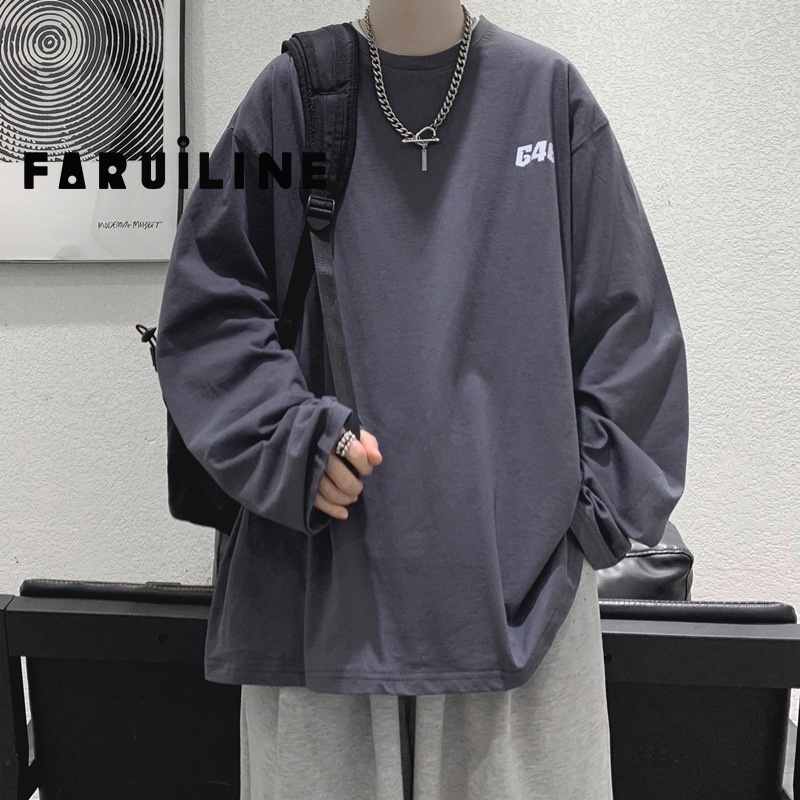 Áo Thun Trắng Faruiline Dài Tay Size Lớn Phong Cách Đường Phố Cho Nam HZFMC1243