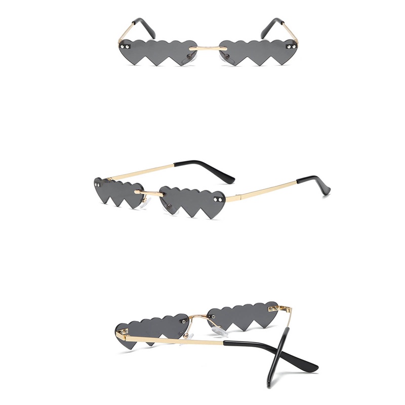 Fancysip Kính Mát Gọng Nhỏ Không Vành Hình Trái Tim Phong Cách Punk Cổ Điển Sang Trọng Nhiều Màu Sắc Dành Cho Nữ