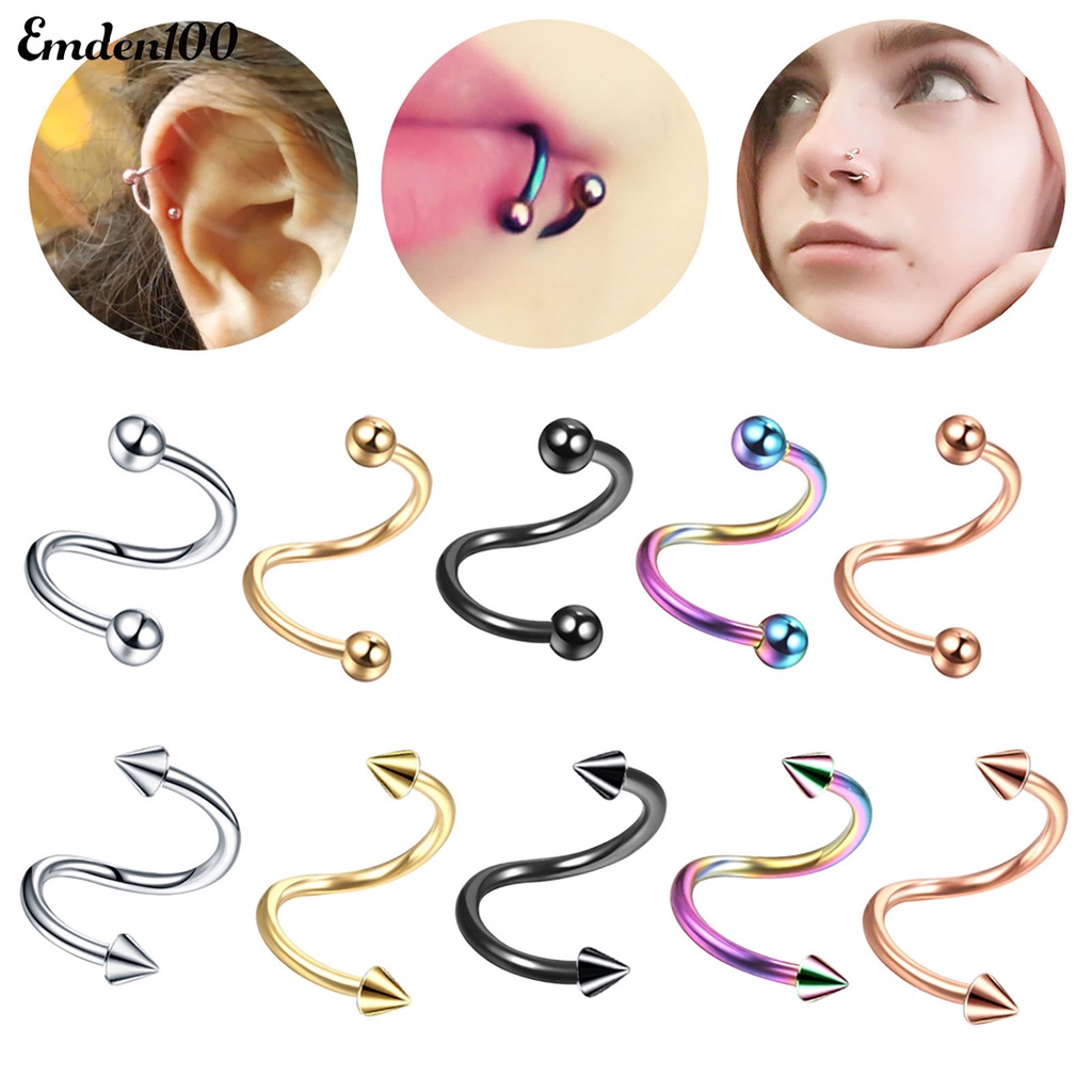 Set 5 Khuyên Mũi Bằng Thép Không Gỉ Đính Đá Thời Trang