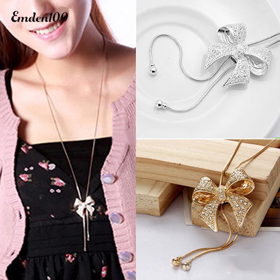 Vòng cổ Dài Mặt Nơ Đính Đá Ngọt Ngào Mới