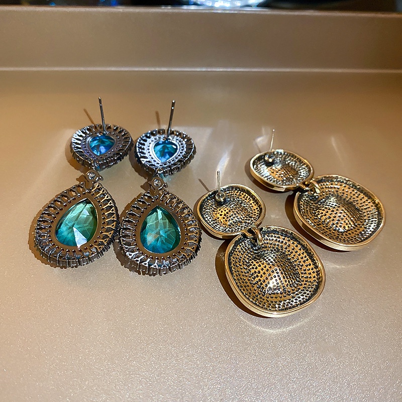 Bông Tai Mạ Bạc Đính Đá zircon Hình Giọt Nước Tua Rua Phong Cách Âu Mỹ Thời Trang Cao Cấp