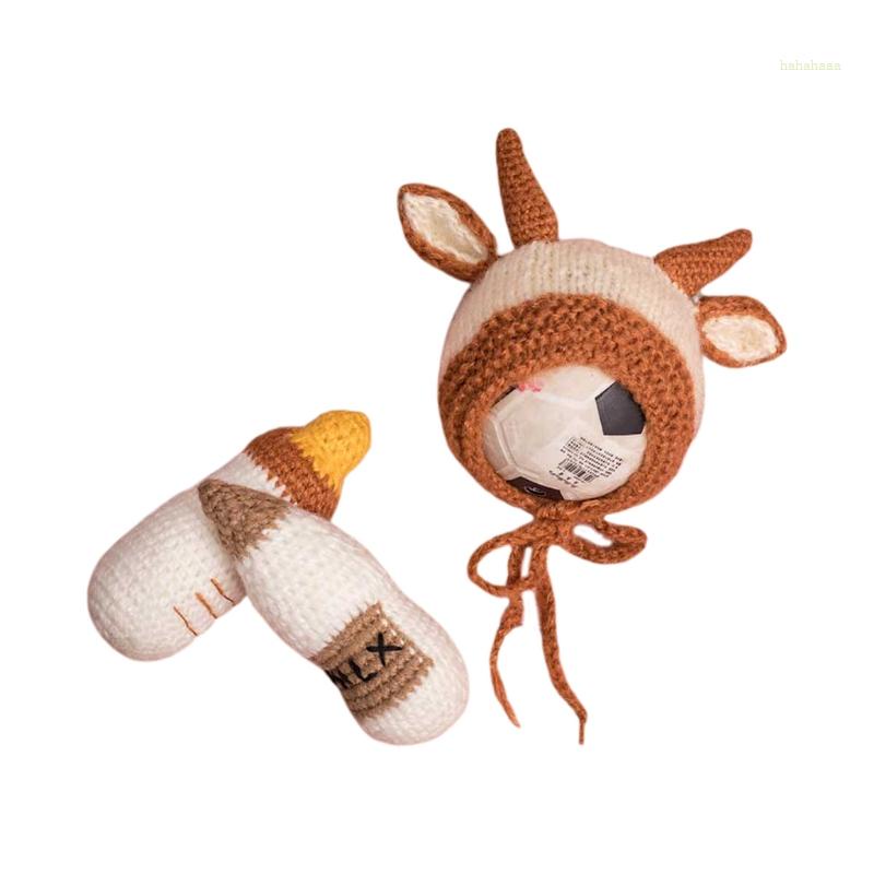 Mũ Beanie Đan Len Hình Động Vật Dễ Thương Dùng Làm Đồ Chơi Chụp Ảnh Cho Bé Sơ Sinh