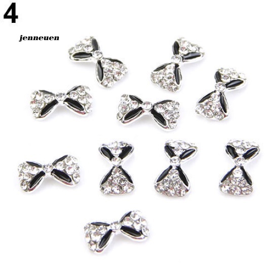 Set 10 Miếng Dán Trang Trí Móng Tay Hình Nơ Bằng Hợp Kim Nhiều Màu Sắc