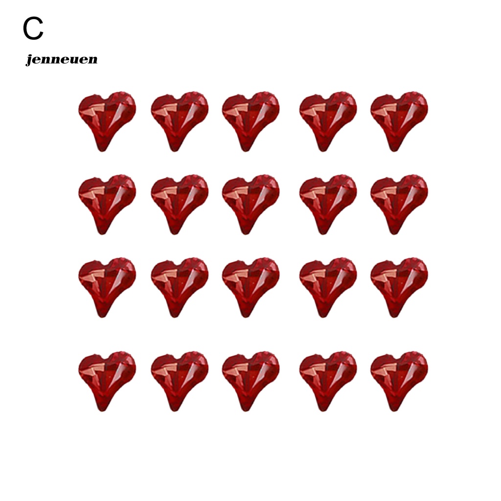 Set 20 Phụ Kiện Trang Trí Móng Tay Nghệ Thuật Hình Trái Tim Đính Đá Xinh Xắn