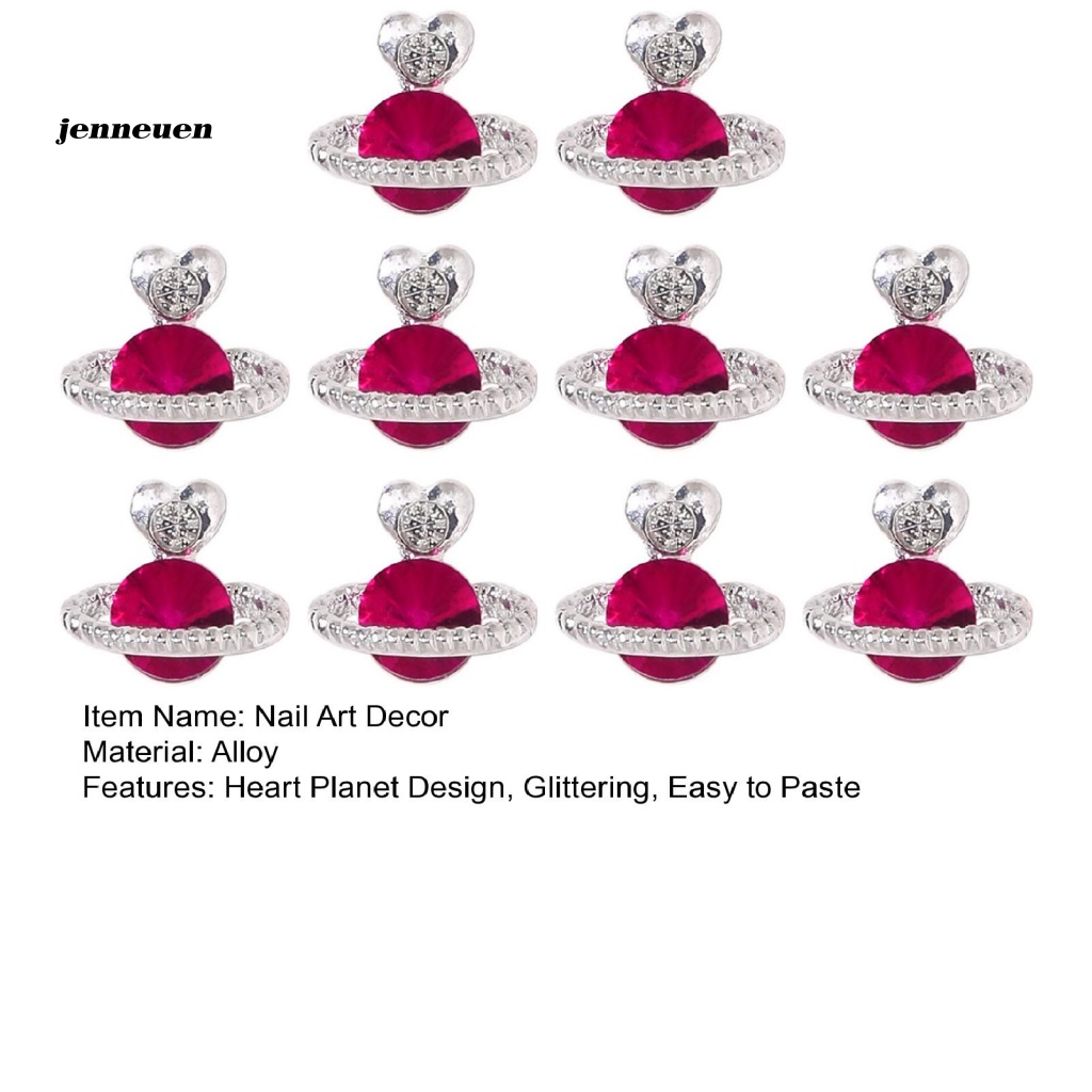 Set 10 Phụ Kiện Trang Trí Móng Tay Nghệ Thuật Bằng Hợp Kim Đính Đá Zircon Đẹp Mắt