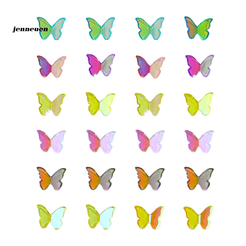 Set 24 Phụ Kiện Trang Trí Móng Tay Nghệ Thuật Hình Bướm Bằng Nhựa Resin Dễ Thương
