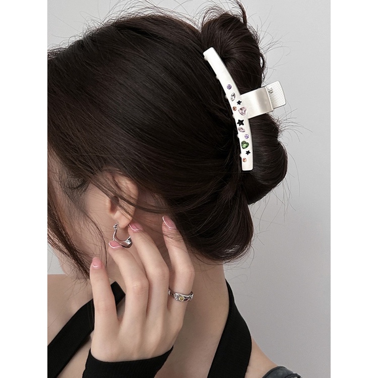 1 Kẹp Tóc Hình Cá Mập Đính Đá Zircon Nhiều Màu Thời Trang