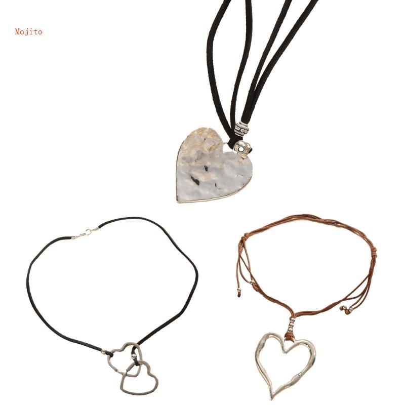 Vòng Cổ Choker Kim Loại Mặt Trái Tim Thanh Lịch Có Thể Điều Chỉnh Kích Cỡ Moji