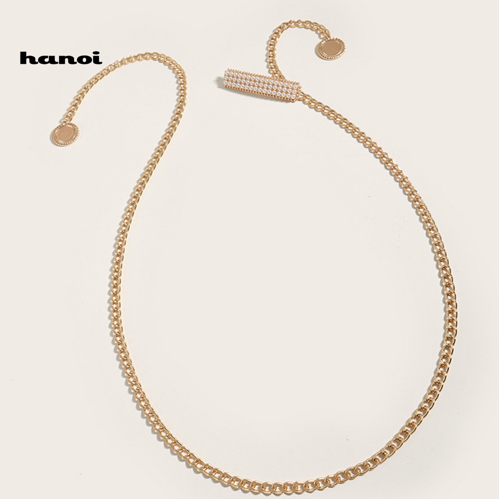 Thắt Lưng Nữ Đính Ngọc Trai Nhân Tạo Khóa Tròn Thời Trang