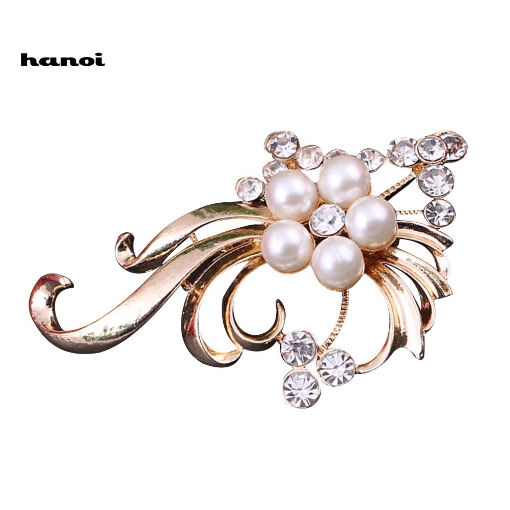 Ghim Cài Áo Hình Con Công Đính Đá Và Ngọc Trai Giả Thanh Lịch Dành Cho Nữ