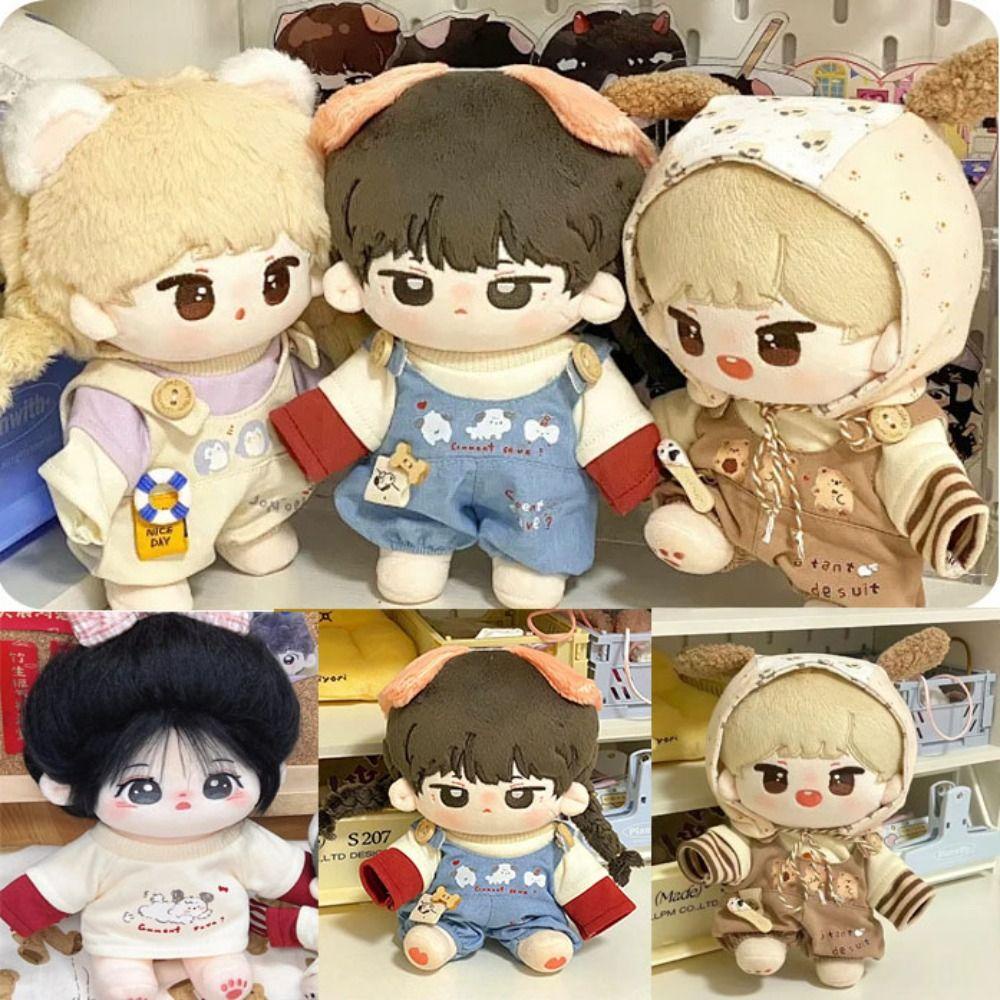 1 Bộ / 1 Bộ Áo Hoodie + Quần Yếm Cotton 20cm In Họa Tiết Hoạt Hình Dễ Thương Cho Búp Bê Tỉ Lệ 1 / 12