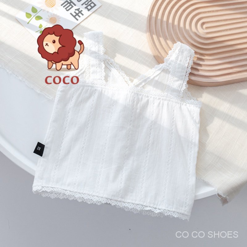 Áo Thun Không Tay Phối Ren Phong Cách Phương Tây Thời Trang Mùa Hè Mới 2023 Dành Cho Bé Gái