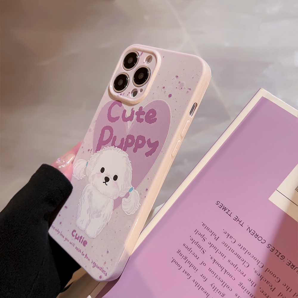 Ốp Điện Thoại tpu Silicon Chống Rơi Hình Cún Màu Hồng Cho iphone 11 12 13 14 pro max