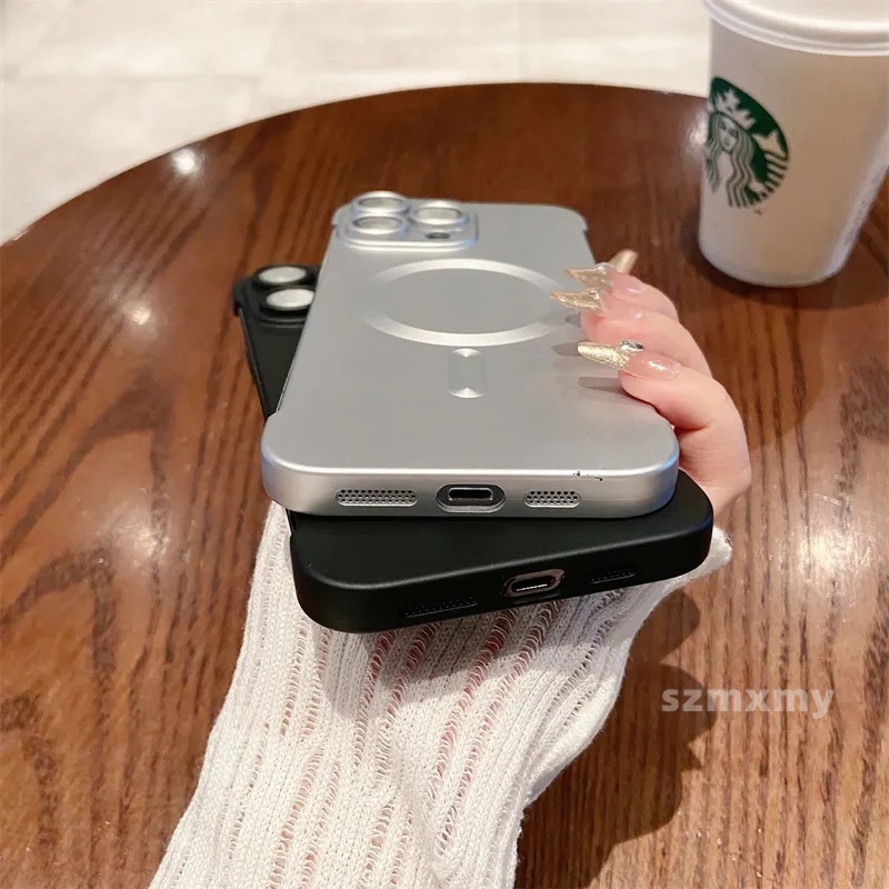 Deluxe Ốp Điện Thoại pc Cứng Mặt Nhám Từ Tính Bảo Vệ lens Cho iphone 15 14 13 12 11 pro max 15plus