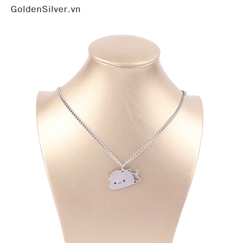 Vòng cổ Mặt Hình Mèo Bằng Thép Không Gỉ Màu Vàng Bạc Cho Cặp Đôi