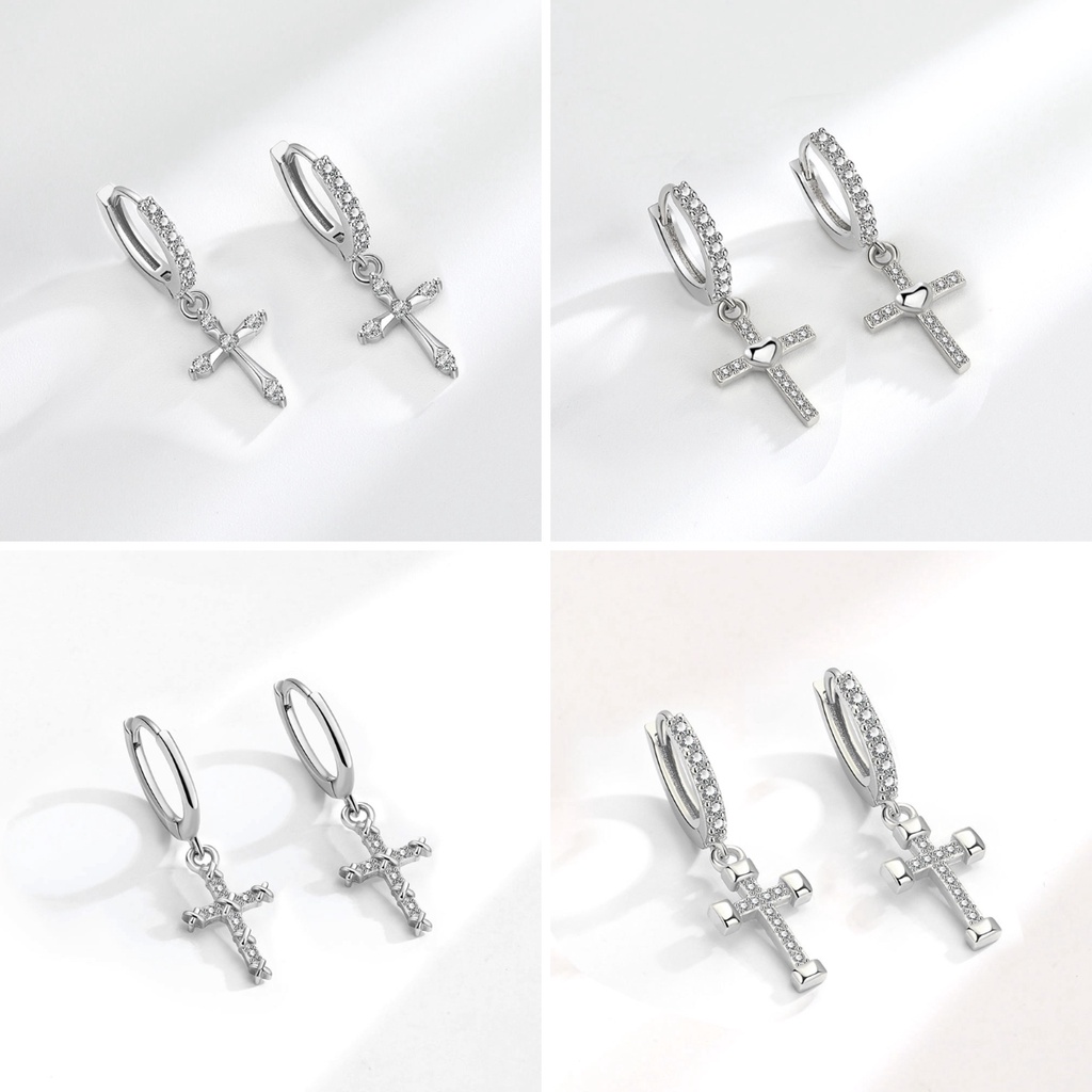 Bonny jewelry moissanite original gold cross silver simple hoop 925 earrings jewelry women m093