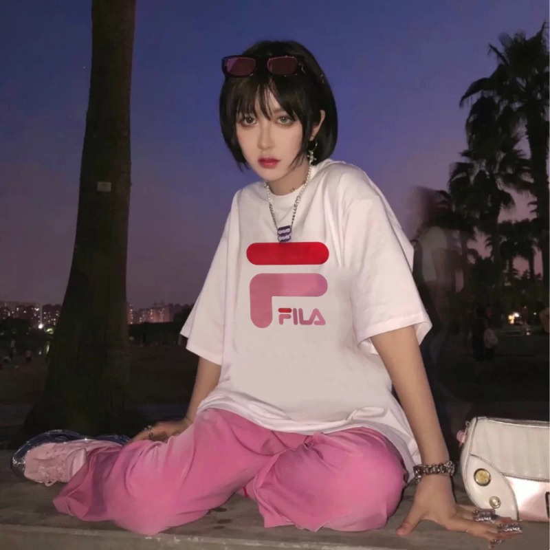 Áo Thun Tay Ngắn Cổ Tròn In Logo Fila 100% Chính Hãng Thời Trang Cho Nữ