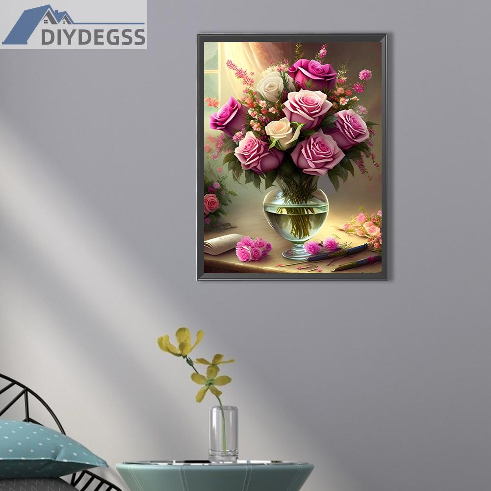 Tranh Đính Đá Kim Cương Toàn Bộ 5D DIY Hình Vẽ Hoa Hồng