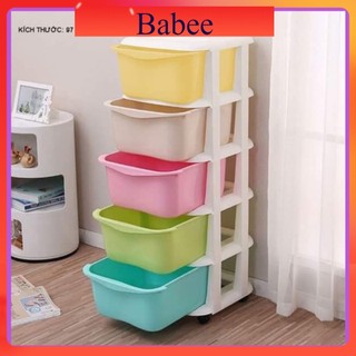 Tủ nhựa 5 tầng đa sắc , tủ quần áo nhựa Việt Nhật có bánh xe Babee