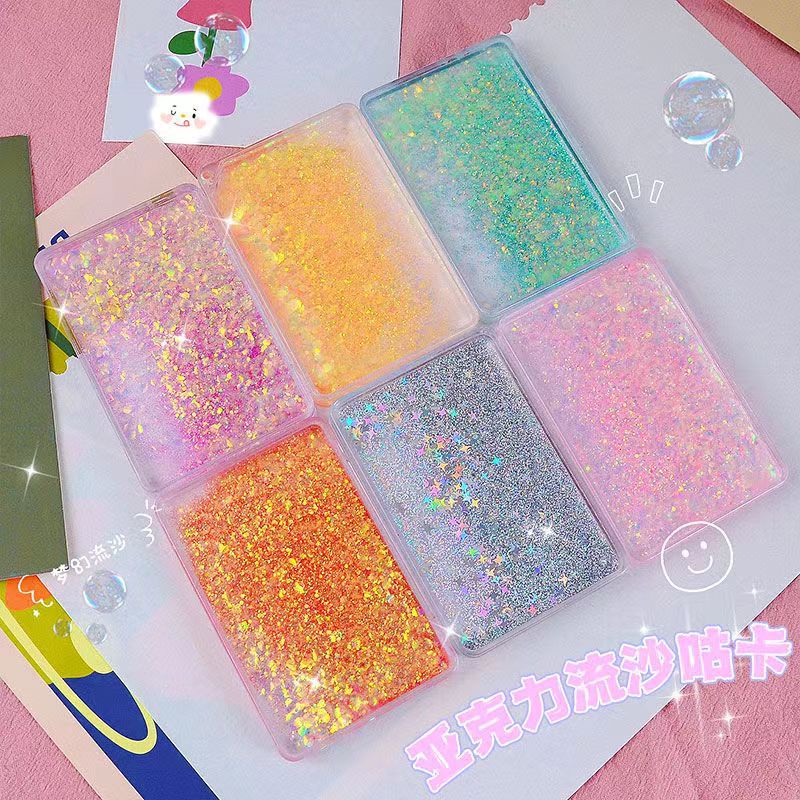 Móc khóa acrylic sáng tạo kiểu cát chảy độc đáo với kim tuyến nước lấp lánh