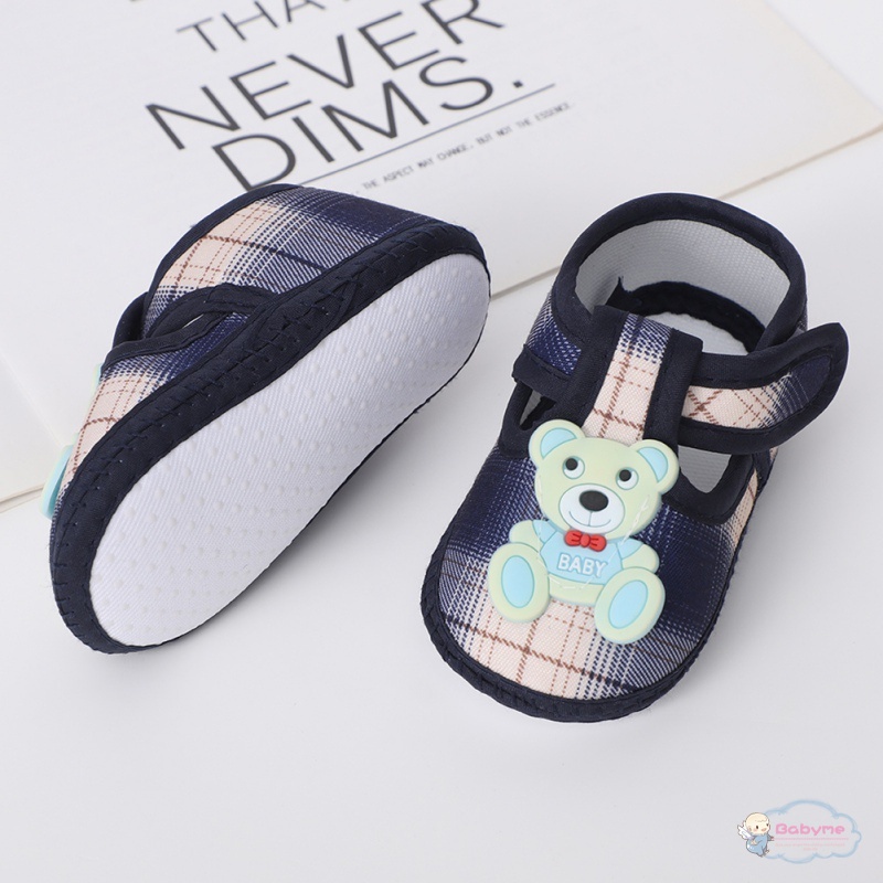 Giày Vải Canvas Họa Tiết Gấu Hoạt Hình Dễ Thương Cho Bé Sơ Sinh Từ 0-12 Tháng Tuổi