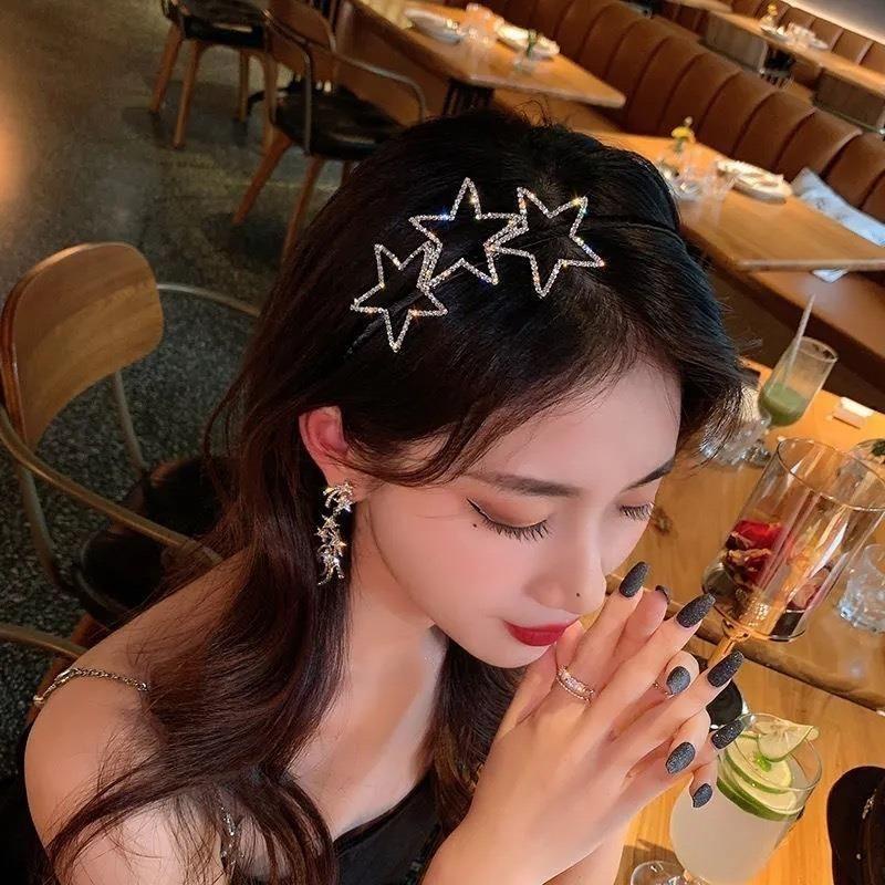 Băng Đô Cài Tóc Mỏng Đính Đá Ngôi Sao Lấp Lánh Thời Trang Hàn Quốc Cho Nữ