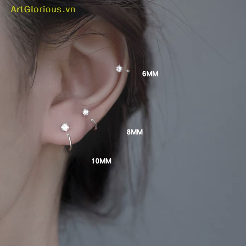 1 Khuyên Tai Tròn Bằng Thép Không Gỉ Đính Đá CZ Thời Trang Cho Nữ