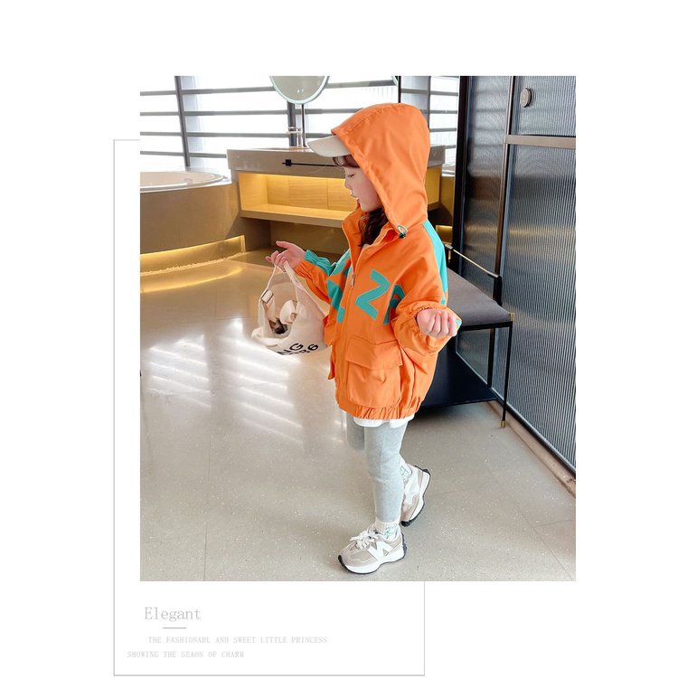 Áo Khoác Gió Có Nón Dáng Rộng Phong Cách Hàn Quốc Thời Trang Mùa Xuân Mới Cho Bé Gái