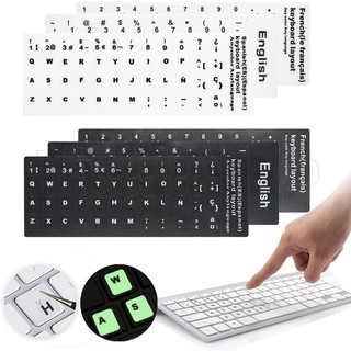 Miếng dán pvc bảo vệ bàn phím laptop in chữ tiếng anh dạ quang