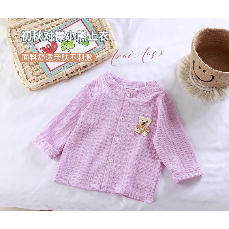 Áo Khoác Cardigan Họa Tiết Gấu Dễ Thương Cho Bé Gái 80-150CM