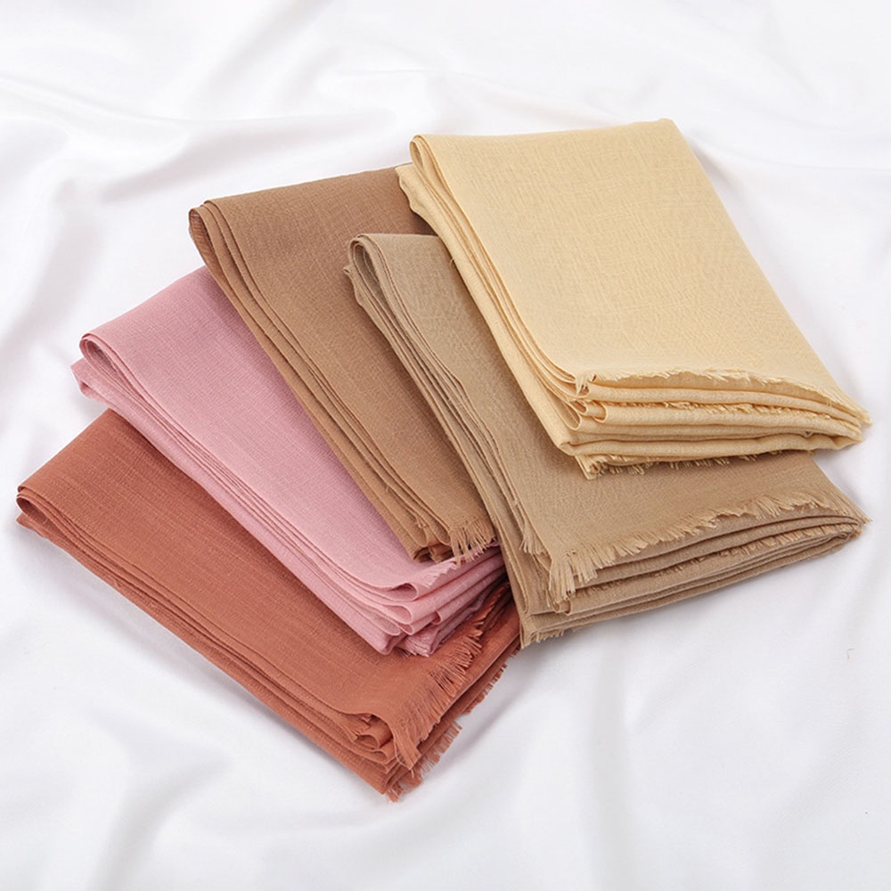 Khăn Trùm Đầu Bằng Cotton Mềm Mại Màu Trơn Đa Năng Phong Cách Hồi Giáo