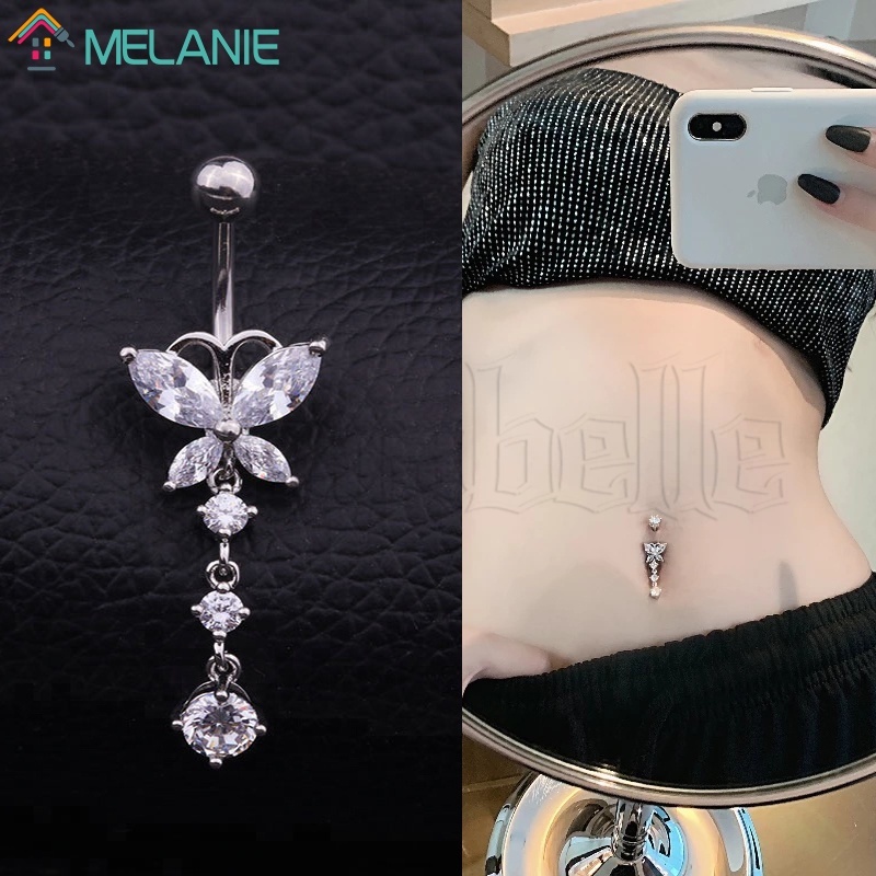 Khuyên RốN HìNh BướM ĐíNh Đá BằNg ThéP Không Gỉ