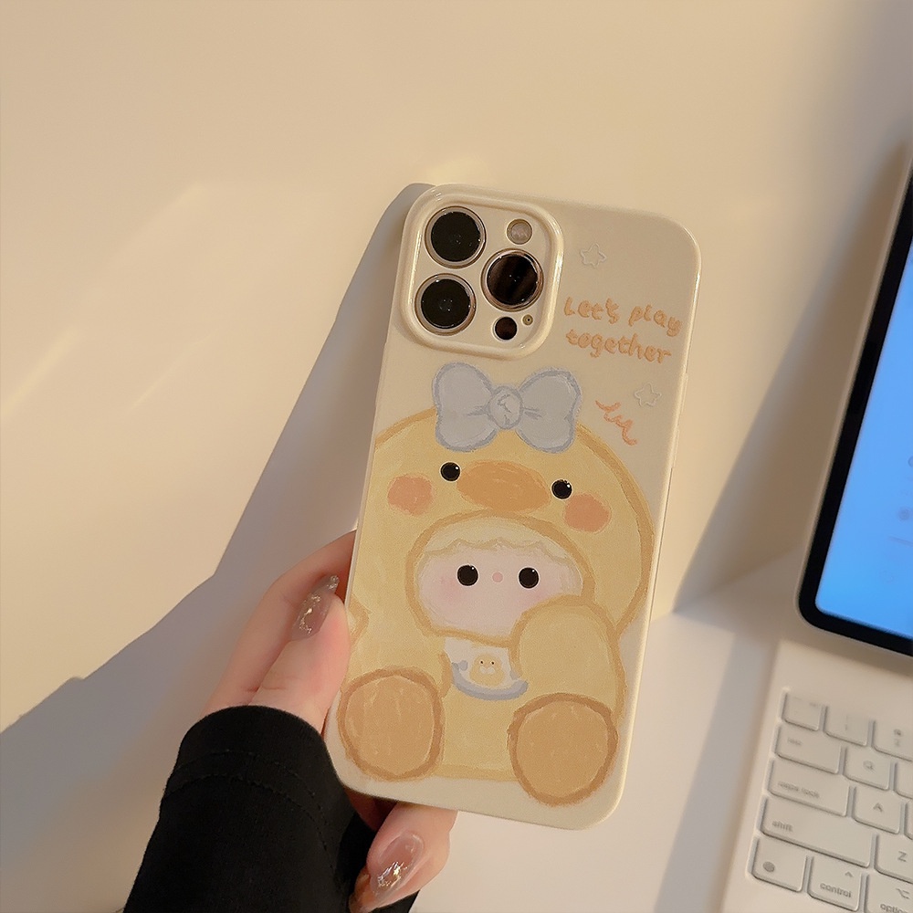 Ốp Điện Thoại tpu Silicon Chống Rơi Hình Vịt Cho iphone 11 12 13 14 pro max