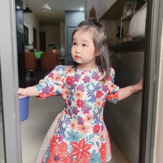 [14kg-26kg] Set áo dài gấm+chân váy+mấn