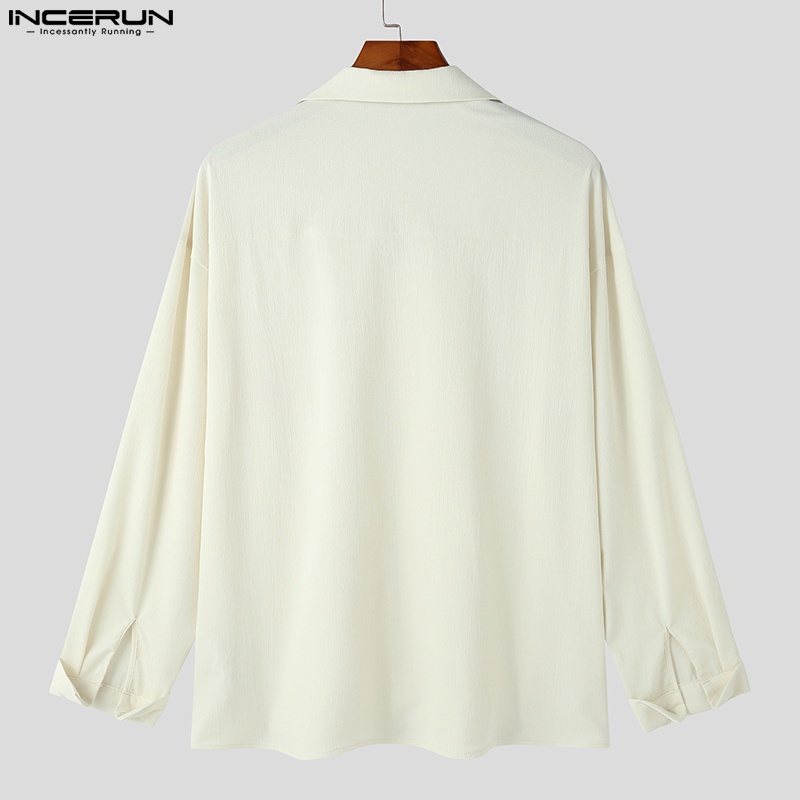 INCERUN Áo Sơ Mi Dài Tay Họa Tiết Hoa Phong Cách Hàn Quốc Cho Nam