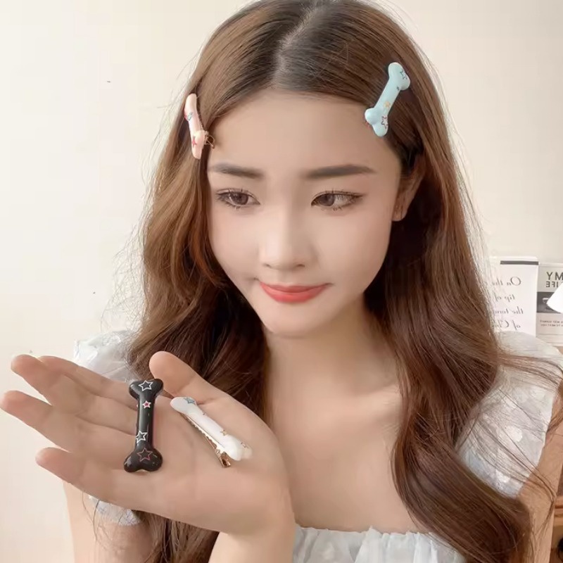 1 Kẹp Tóc Hình Xương Chó / Ngôi Sao / Xương Chó We Flower / Ngôi Sao Thời Trang Cho Nữ Y2K