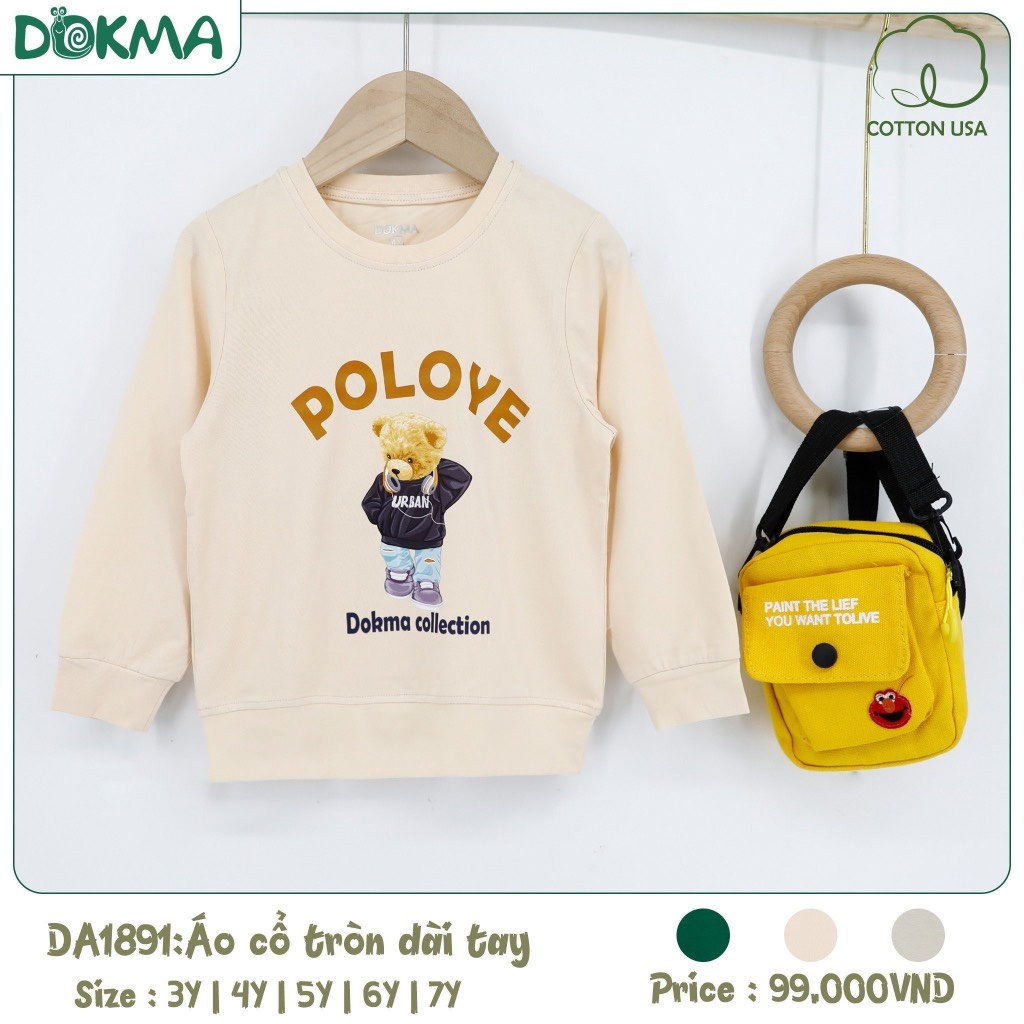 Áo Dokma cổ tròn dài tay cotton cho bé