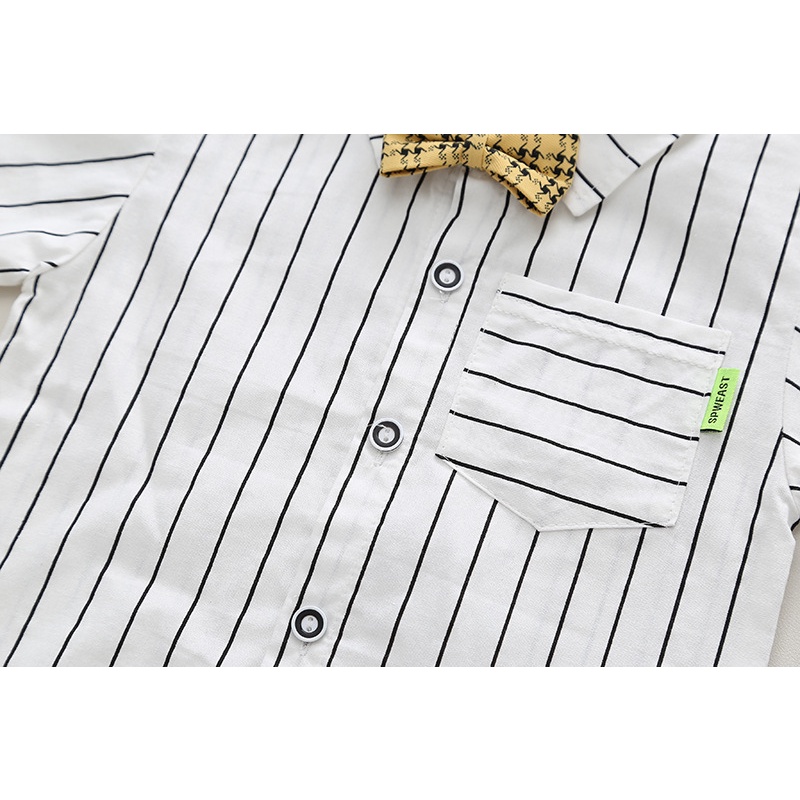 Set Đồ 3 Món Gồm Áo Sơ Mi Tay Dài Và Áo Khoác Jean Thời Trang Xuân Thu Cho Bé Trai