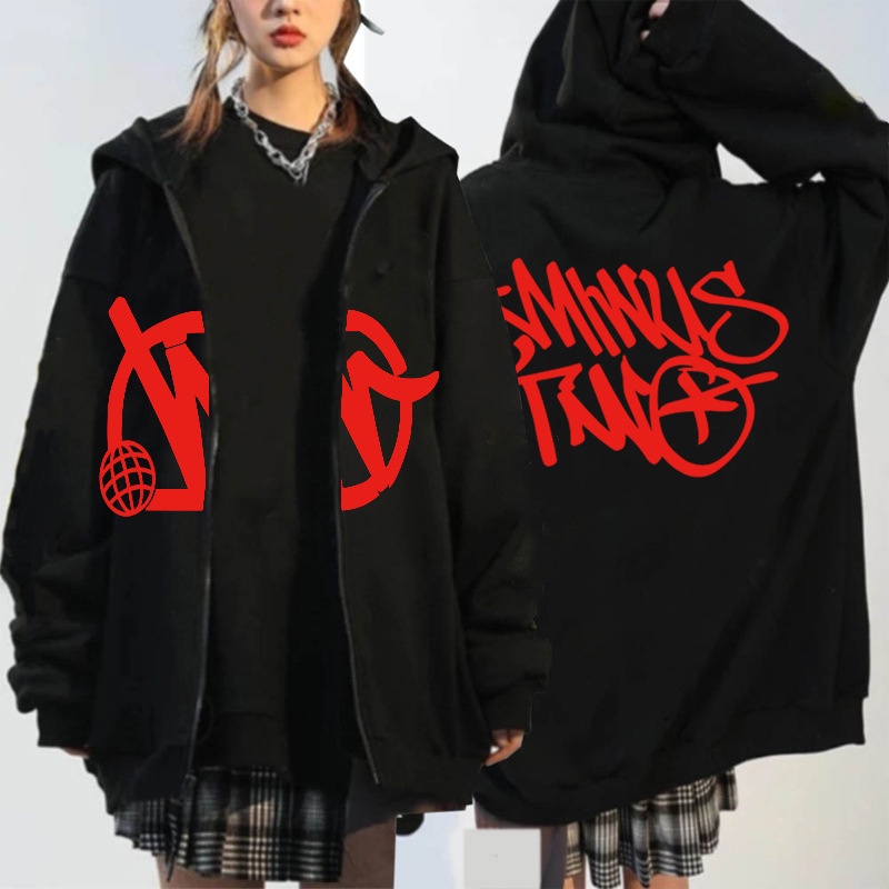 Áo Khoác Hoodie Có Khóa Kéo Minus Two Y2K In Họa Tiết Đường Phố harajuku Dành Cho Nam Nữ