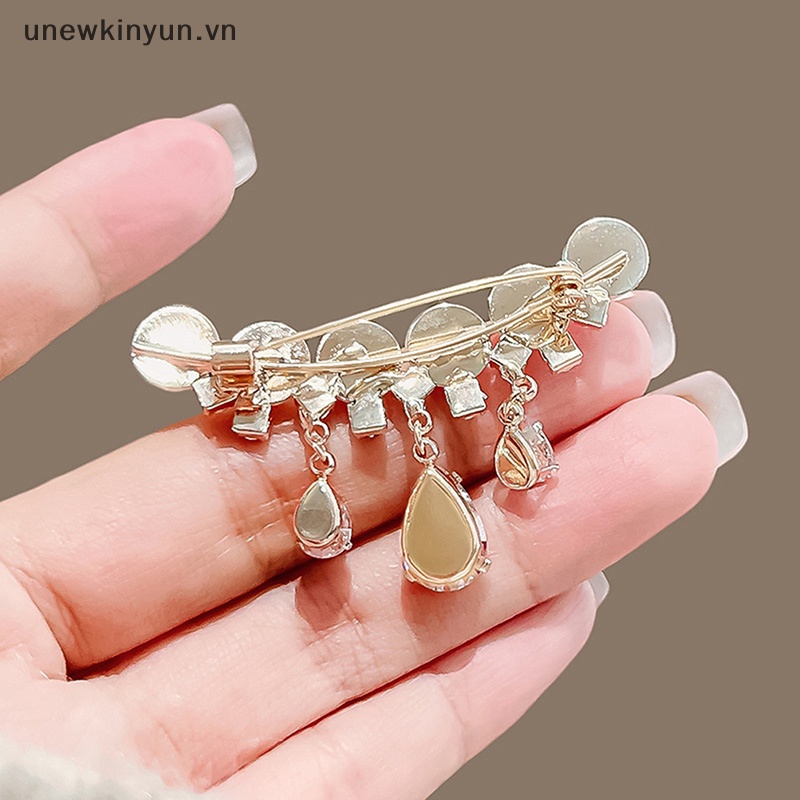 Ghim Cài Áo Hình Giọt Nước Đính Ngọc Trai Nhân Tạo Thời Trang