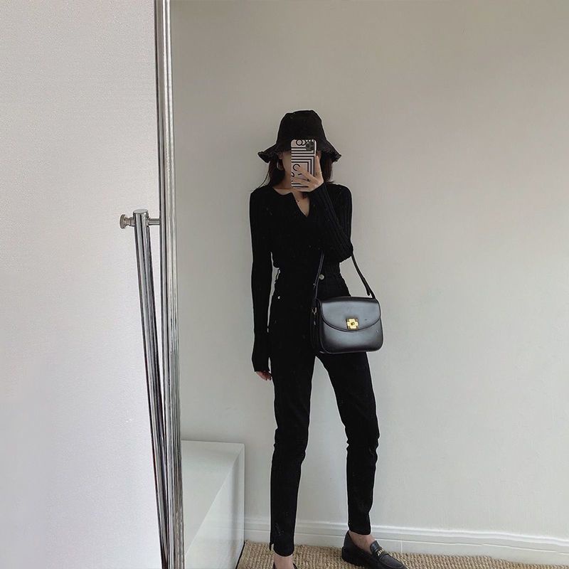 Áo Dệt Kim Nữ Tay Dài Cổ Chữ V Thời Trang