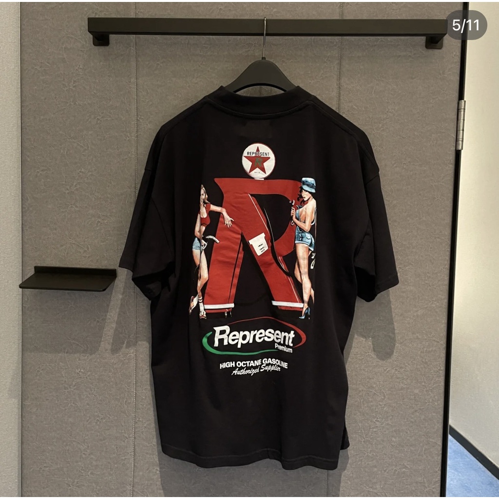 9X1C REPRESENT retro oil station girl slogan printed round neck short sleeve T-shirt niche fashion brand summer