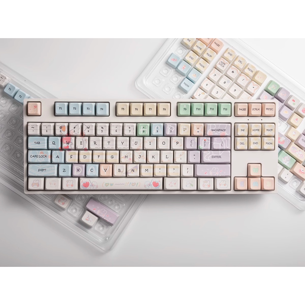 Thỏ Keycaps MDA Profile Hoạt Hình Hình Minh Họa PBT Dye Sub Bàn Phím Cơ Keycap