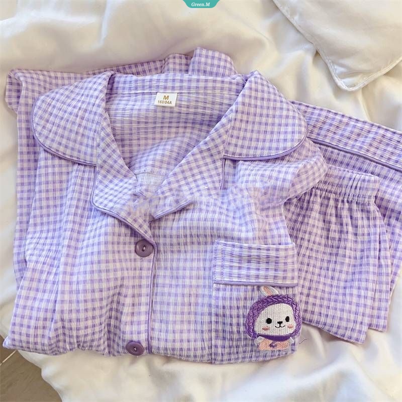 SANRIO Bộ Đồ Ngủ Cotton Tay Ngắn In Hình Hello Kitty Dễ Thương Dành Cho Nữ