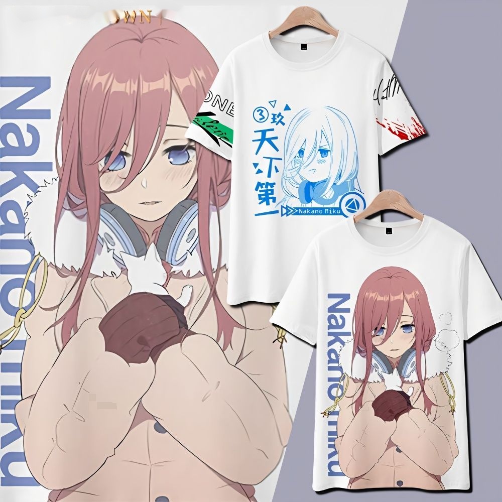 Áo Thun Tay Ngắn In Họa Tiết Anime The Quintessential Quintuplets Miku Nakano 3D Dành Cho Nam Và Nữ